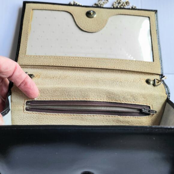 Vintage Pierre Cardin Clutch Shoulder Handbag Structured Black Leather 1970s - Picture 7 of 12